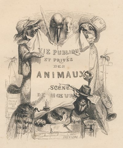 Frontispice av boken "Scener ur djurens privata och offentliga liv". Paris, J. Hetzel och Paulin av Grandville