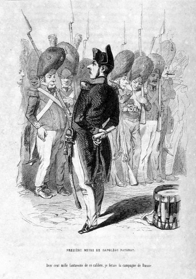 Jerome Paturot en Napoleon med ambitionen att erövra Ryssland. I "" Jérôme Paturot på jakt efter en social position"" av Louis Reybaud av Grandville
