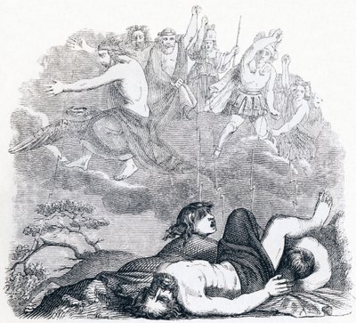 Jupiter och åskorna - Fabler av La Fontaine av Grandville