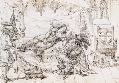 Törnrosa, illustration till saga av Charles Perrault (1628-1703), gravyr av Grandville (1803-1847) av Grandville