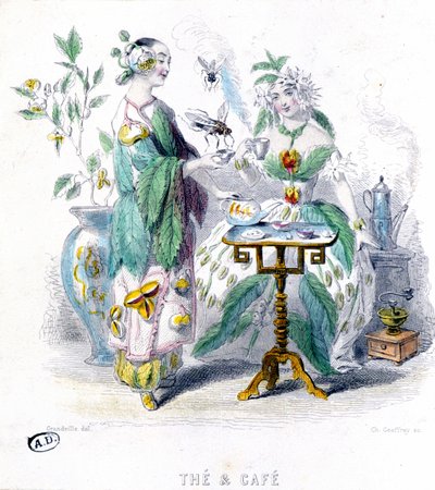Te och kaffe - allegori av Grandville av Grandville