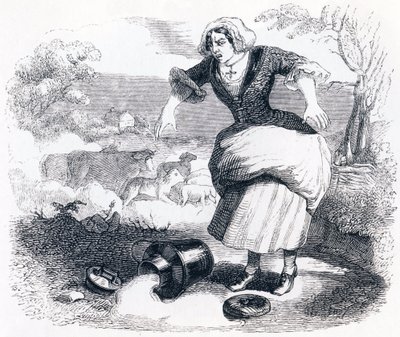 The Dairy Girl and the Milk Burken - Fables av La Fontaine av Grandville