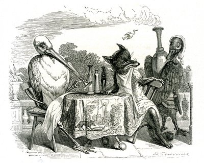 Räven och storken, illustration från 