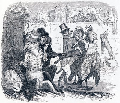 Räven och druvorna (Le renard et les raisins) - Fables av La Fontaine av Grandville
