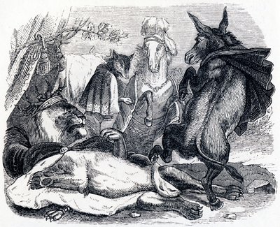 Det gamla lejonet - Fabler av La Fontaine av Grandville