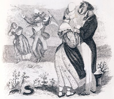 Åen og floden (Le torrent et la riviere) - Fabler af La Fontaineswed av Grandville