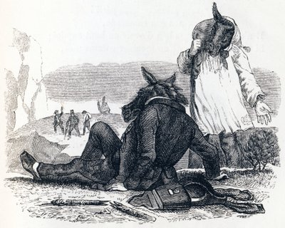 The Two Mules - Fables av La Fontaine av Grandville