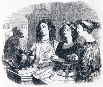 testamentet förklarat av Aesop - Fables av La Fontaine av Grandville