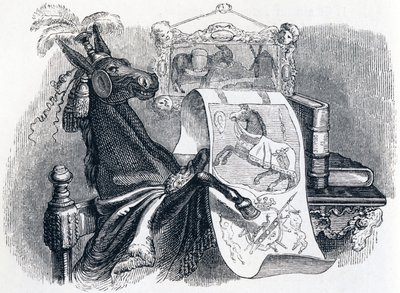 mulan som skryter om sin släktforskning (Le mulet se vantant de sa genealogie) - Fables av La Fontaine av Grandville