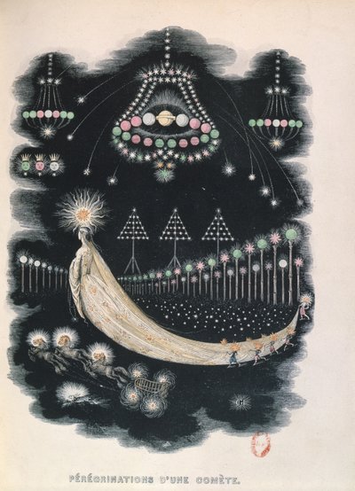 Peregrination of a Comet, möjligen en souvenir från Halleys Comet 1834. 1849 av Grandville