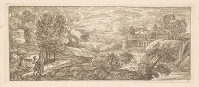 Flodlandskap med två gående figurer River Landscapes (serietitel) av Gérard Audran
