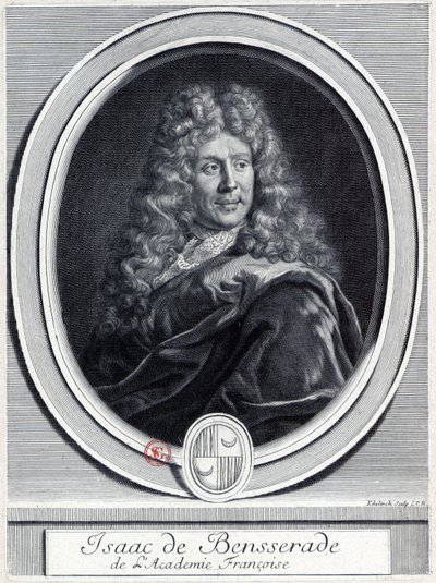 Isaac de Bensserade från Académie Françoise av Gérard Edelinck