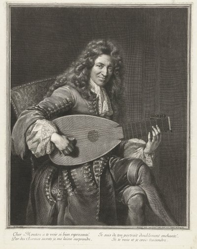 Porträtt av kompositören Charles Mouton (ca 1626-1710) av Gérard Edelinck