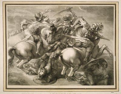 Slaget om de fyra ryttarna (slaget vid Anghiari) av Gérard Edelinck