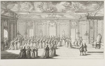 Audienssalen under mottagandet av bruden på slottet i Dresden den 2 september 1719 av Gerard Jean Baptiste Scotin