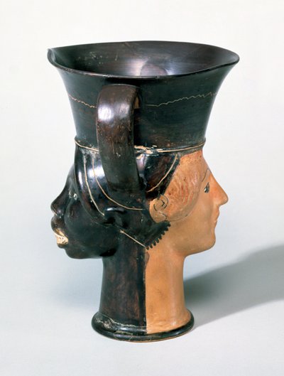 Attic Janiform Kantharos Cup, c.470 f.Kr. (keramisk) av Greek