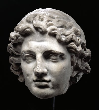 Kolossalt huvud av Alexander den store (356-323 f.Kr.) (marmor) av Greek