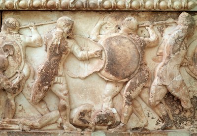 Gigantomachy (strid mellan gudar och jättar) (relief, fris, 525 f.Kr.) av Greek