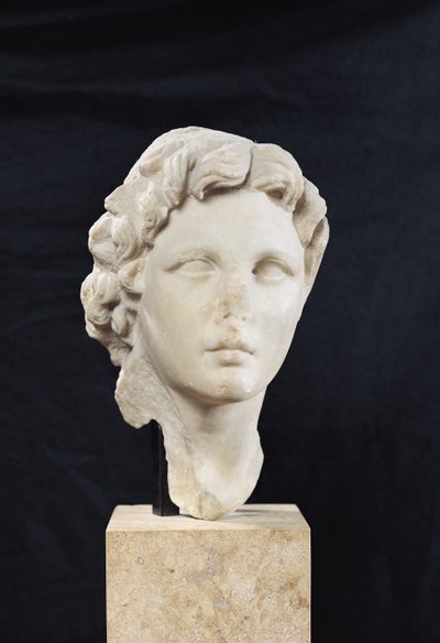 Alexander den stores huvud (356-323 f.Kr.) (marmor) av Greek