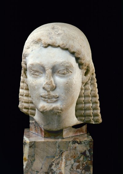 Chef för en Kouros, från Aten, c.510 f.Kr. (marmor) av Greek