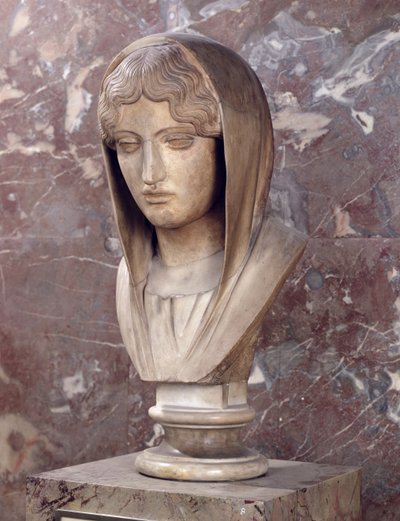 Huvudet på en kvinna känd som Aspasia of Miletus (marmor) av Greek