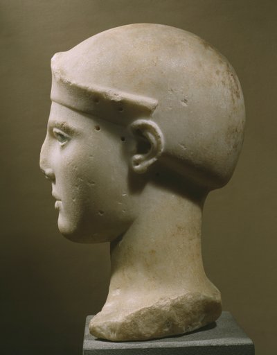 Huvud av Athena med hjälm, från Aegina, ca 470-460 f.Kr. (marmor från Parian) av Greek