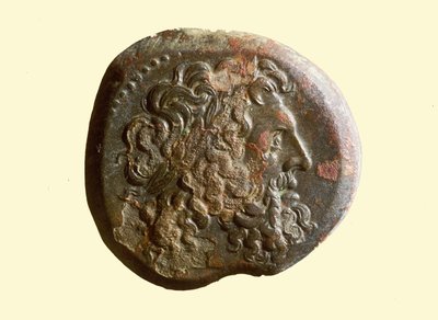 Hellenistiskt mynt med Zeus huvud (metall) av Greek