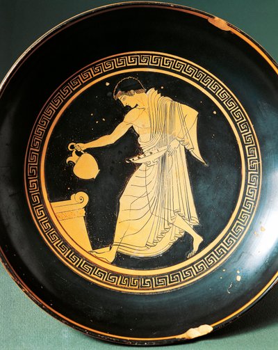 Kylix av Douris föreställer ungdom nära ett altare, 600-talet f.Kr. (keramik) av Greek