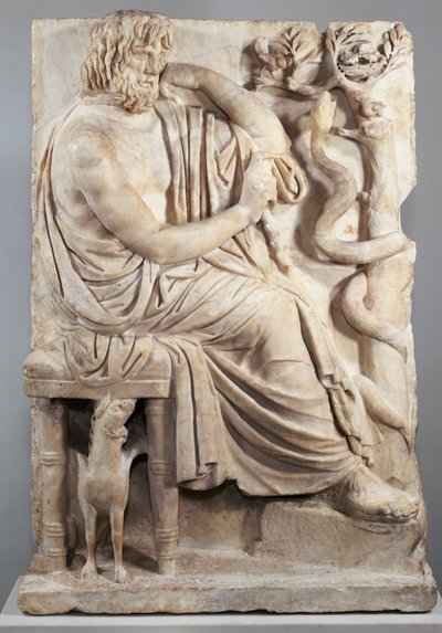 Relief med en sittande man (The Lansdowne Homer), c.75 f.Kr. (marmor) av Greek