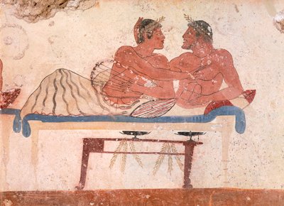 Symposiumscen (detalj), ca 480-490 f.Kr. (fresk) av Greek