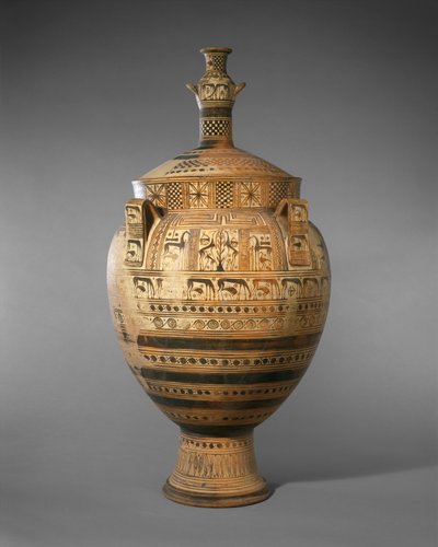 Terrakottakrater med lock översatt av en liten hydria, ca. 750–740 f.Kr. (terrakotta) av Greek