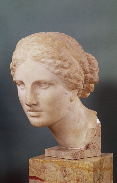 Kauffmannhuvudet, Afrodites huvud, kopia av Afrodite från Cnidus av Praxiteles (fl.375-40 f.Kr.) c.150 f.Kr. (marmor) av Greek