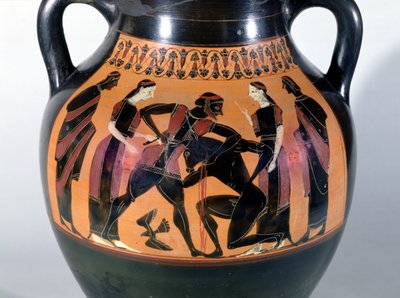 Theseus Fighting the Minotaur, detalj från en attisk svartfigurs amfora (keramik) av Greek
