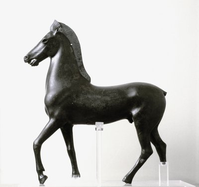 Bronsstatyett av häst, sent 2:a-1:a århundradet f.Kr. (brons) av Greek Roman School
