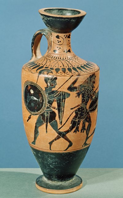 Attic Style Lekythos, föreställande Hercules and the Amazons (keramik) av Greek School