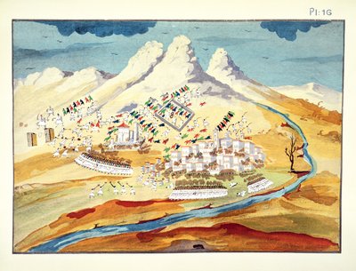 Slaget vid Rhachova, skylt 16 från Pictorial History of the Greek Independence War of Independence av General Makryjannis av Greek School