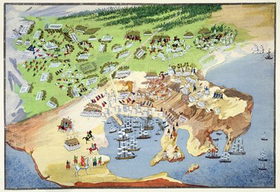 Slaget vid Pireus, från det grekiska frihetskrigets bildhistoria av Greek School