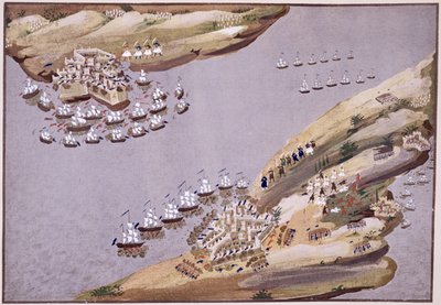 Slag om öarna Kreta och Samos, skylt 23 från Pictorial History of the Greek Independence War of the General Makryjannis av Greek School