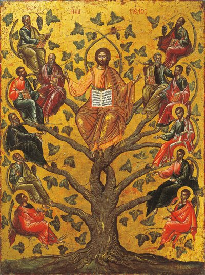 Kristus den sanna vinstocken ikonen av Greek School