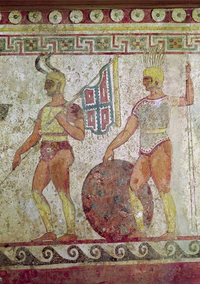 Fotsoldater, gravmålning från Paestum (se även 119488) av Greek School