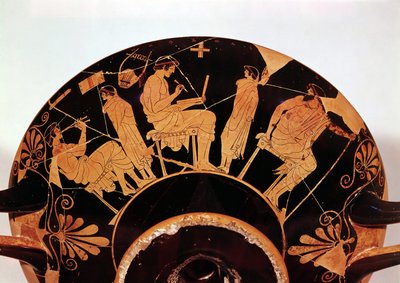 Mästare och elever i den athenska skolan, Röd figur Kärl (keramik) av Greek School