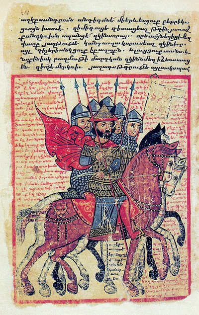 Militär scen från ett armeniskt manuskript från 1300-talet av Greek School