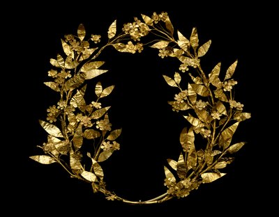 Myrtenkrans, från Peloponnesos, 330-250 f.Kr. (guld) av Greek School