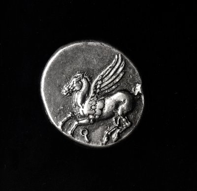 Baksidan av ett mynt föreställande Pegasus, från Korinth, 700-300 f.Kr. (metall) av Greek School