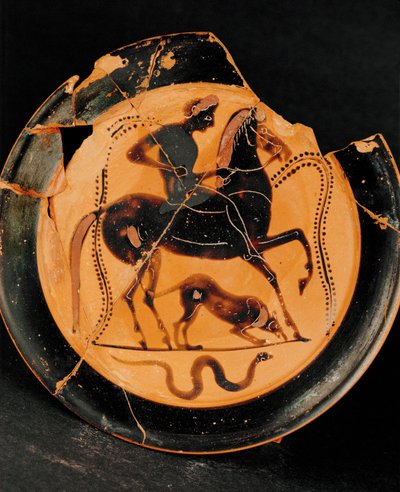 Ryttare och hans hund (lera) av Greek School