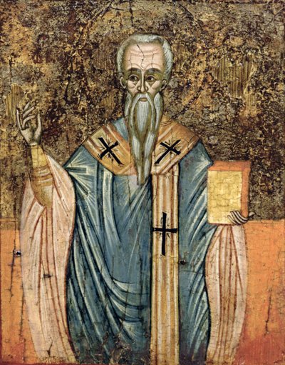 St. Cyril av Alexandria (ca 376-444), ikon (tempera på panel) av Greek School