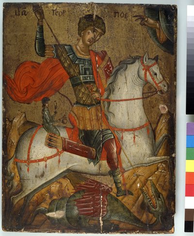 St. George dräper draken, ikon, Kreto-venetianska skolan, av Greek School