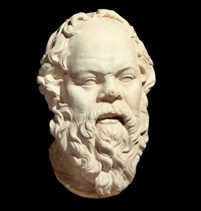 Marmorbyst av den grekiske filosofen Sokrates (470-399 f.Kr.) efter originalet av Lysippe (cirka 330 f.Kr.) som dekorerade Pompeion i Aten. Sön 0,33 m. Paris, Louvren av Greek or Roman