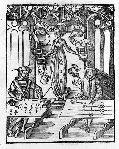 Liberal Arts: Arithmetic - i "" Philosophical Daisy"" av Gregor Reisch (1467-1525). Bal av Gregor Reisch