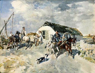 På gården (akvarell på papper) av Gregor von Bochmann